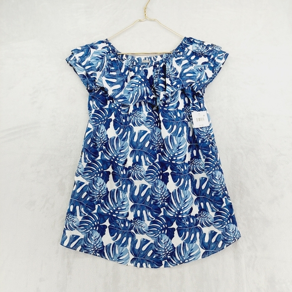 Falls Creek Dresses & Skirts - Falls Creek Blue Palm Fronds Off the Shoulder dress P5330